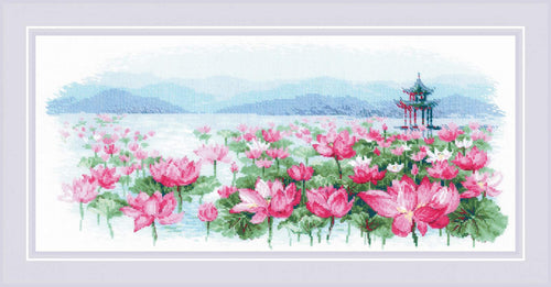 Riolis "Lotus Field, Pagoda on the Water" Cross Stitch Kit