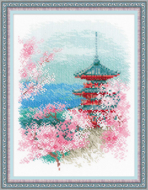 Riolis Sakura Pagoda Cross Stitch Kit